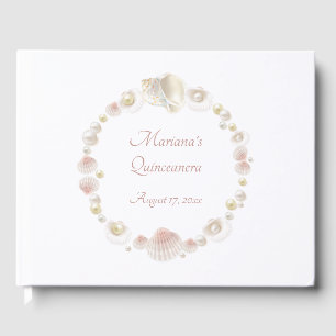 Livre D'or Fête de Quinceañera sous la mer Coquilles roses