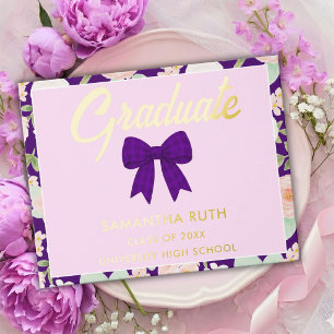 Livre D'or Fête de remise de diplômes à ruban gingham violet