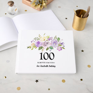 Livre D'or Fête des 100 ans Purple Rose Floral