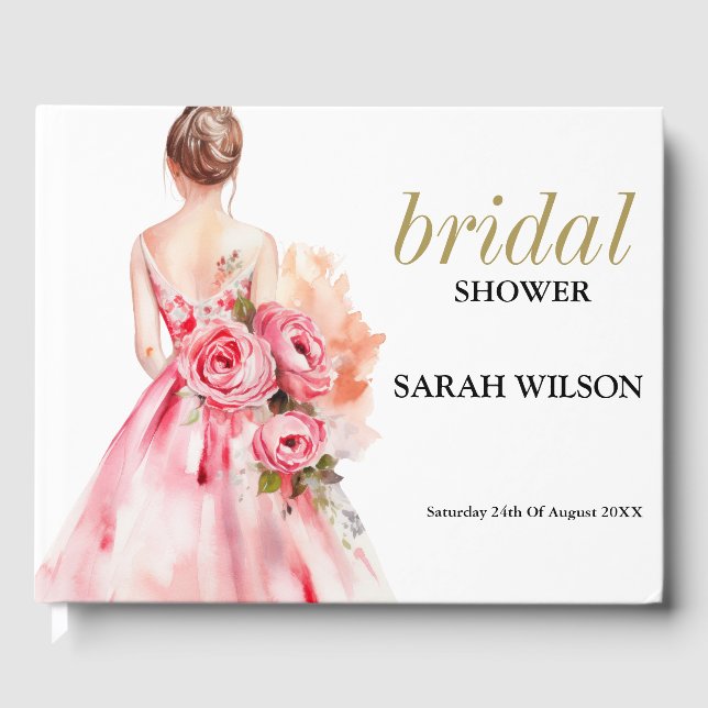 Livre D'or Fête des mariées de Mariage d'aquarelle minimale (Recto)