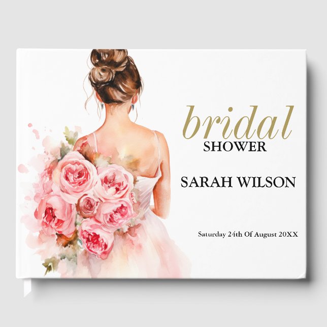 Livre D'or Fête des mariées de Mariage de couleur d'aquarelle (Recto)