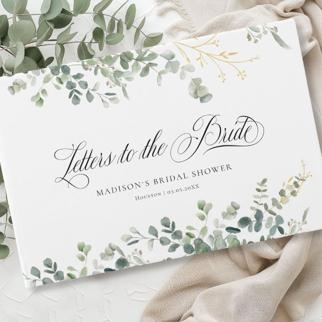 Livre D'or Fête des mariées de script Eucalyptus Handwriting (Personalized Eucalyptus Handwriting Script Bridal Shower Guest Book)