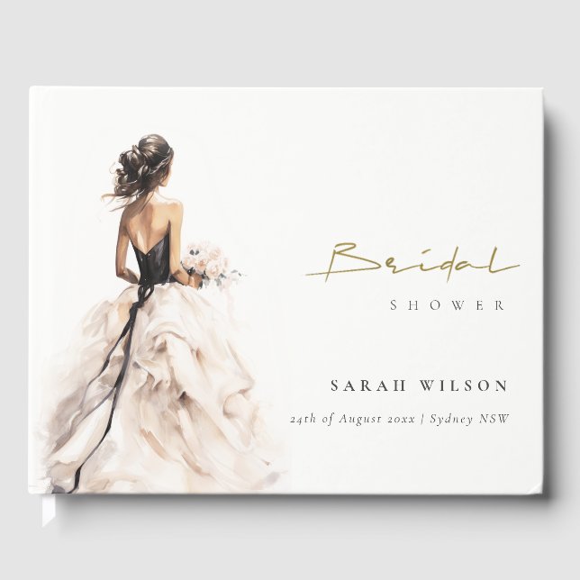 Livre D'or Fête des mariées moderne Mariage aquarelle (Recto)