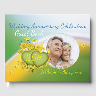 Livre D'or Fête du 20e anniversaire du Mariage Fleurs jaunes