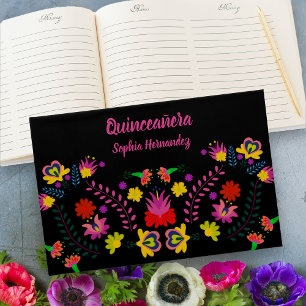 Livre D'or Fête mexicaine Quinceanera Florale Noire
