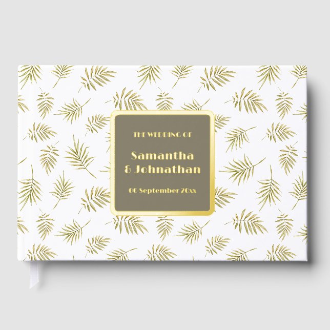 Livre D'or Feuillage feuille d'huile motif élégant mariage ca (Recto)