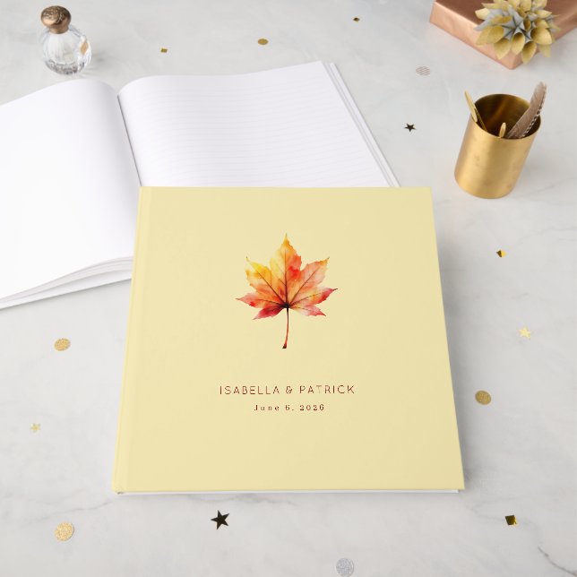 Livre D'or Feuille d'érable chaude d'automne (Recto ouvert)
