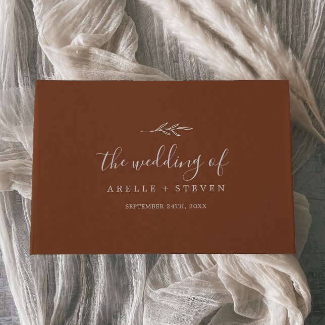 Livre D'or Feuille minimale | Mariage arrière Monogramme en t (Créateur téléchargé)