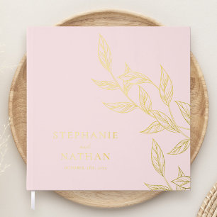 Livre D'or Feuille moderne simple Blush Pink Mariage Or