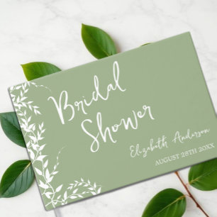Livre D'or Feuilles Botaniques Vert Sauge Mariage