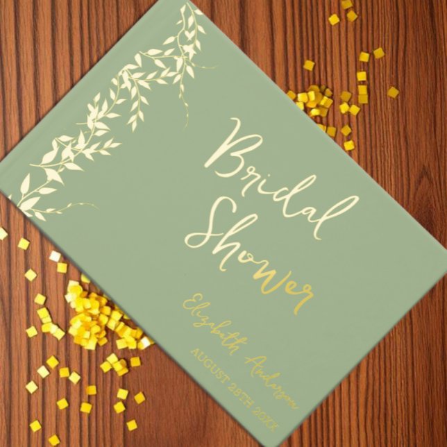 Livre D'or Feuilles botaniques vert sauge pour Baby Shower de (Créateur téléchargé)