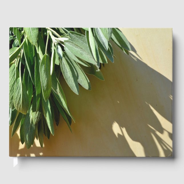 Livre D'or Feuilles botaniques vertes élégantes Herbes fraîch (Recto)