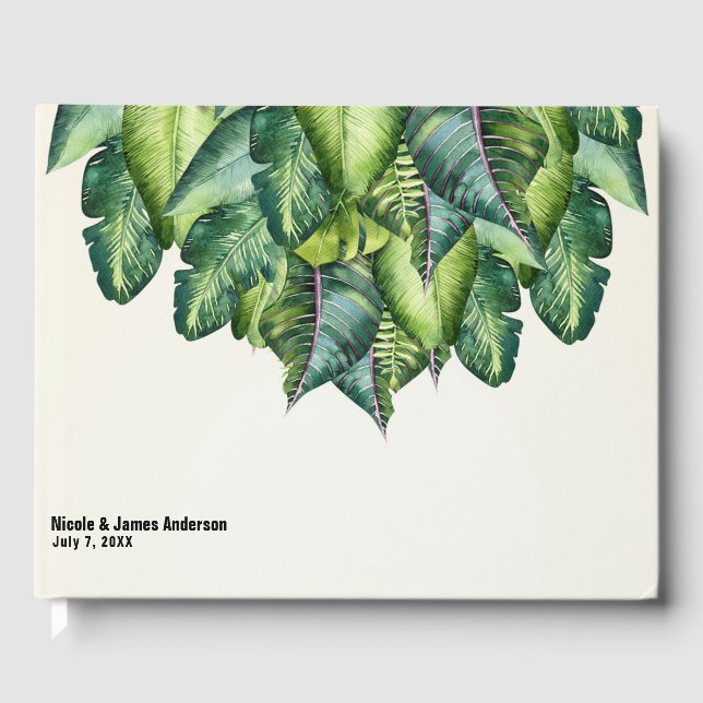 Livre D'or Feuilles de jungle tropicale verte botanique maria (Recto)