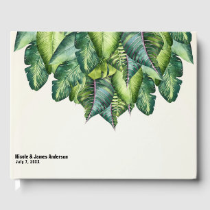 Livre D'or Feuilles de Jungle Tropicale Verte Mariage Botaniq