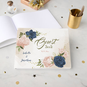 Livre D'or feuilles de la marine des fleurs rousses vert