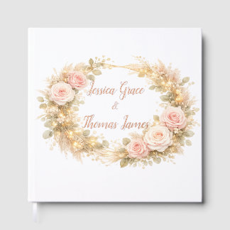 Livre d'or Feuilles de Roses Rose Tendre