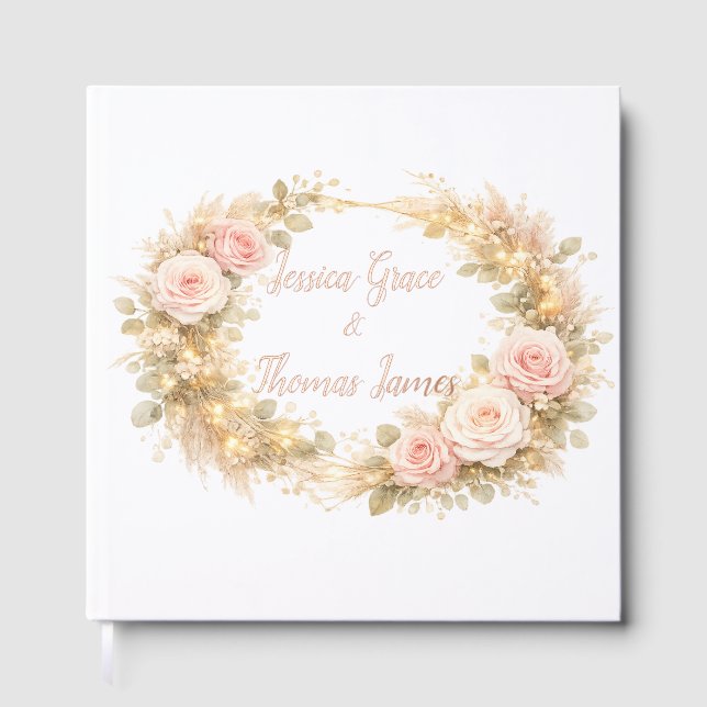 Livre d'or Feuilles de Roses Rose Tendre (Recto)