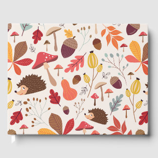 Livre D'or Feuilles floraux d'automne et Motif de hérisson