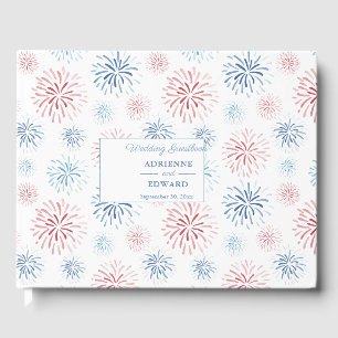 Livre D'or Feux d'artifice du 4 juillet Mariage Bleu Blanc Ro