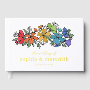 Livre D'or Fierté Fleurs arc-en-ciel Mariage Gold LGBTQ