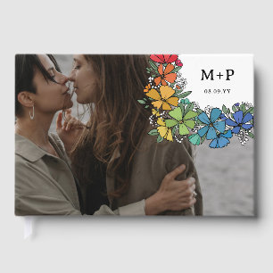 Livre D'or Fierté Fleurs Monogramme Photo Mariage LGBTQ