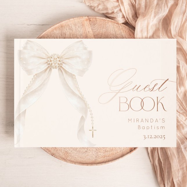 Livre D'or Fille de baptême arc or perles (Créateur téléchargé)