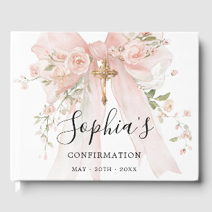 Livre D'or Fille de confirmation Roses à ruban rose personnal