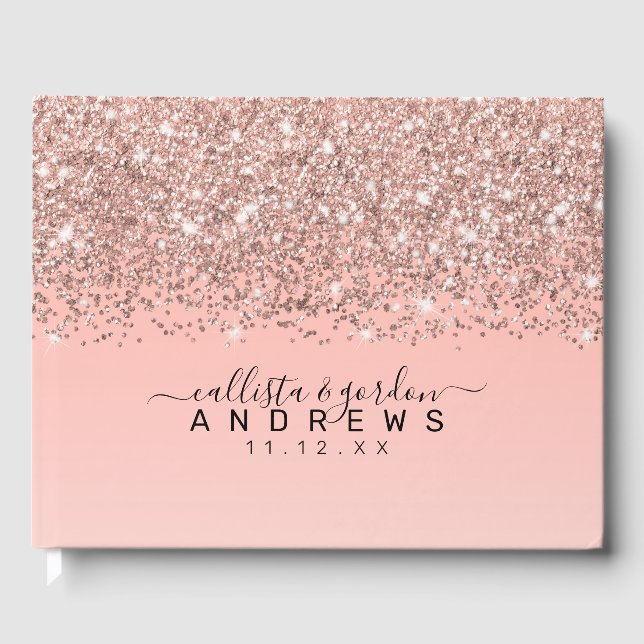 Livre D'or Fille Rose Gold Confetti Pink Gradient Ombre (Recto)