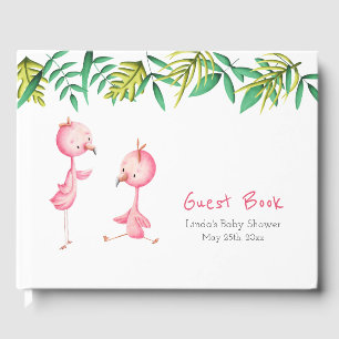Livre D'or Flamant rose rose tropical Baby shower tropical