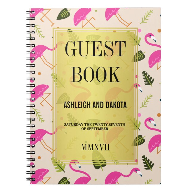 Livre d'or | Flamants roses modernes Hot Pink (Devant)