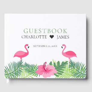 Livre D'or Flamants roses rose tropical Mariage de fleurs col