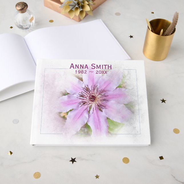 Livre D'or Fleur de clématite pour service commémoratif (Recto ouvert)