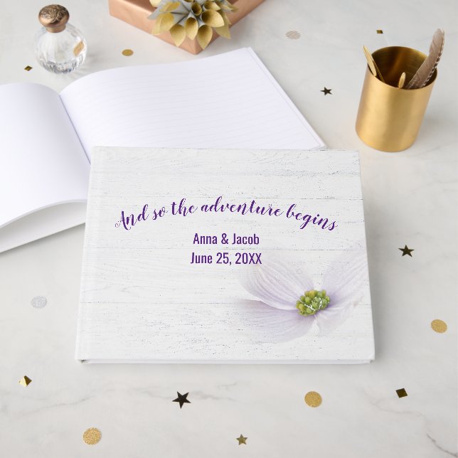Livre D'or Fleur de Cosmos Violet Mariage (Recto ouvert)