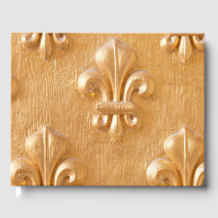 Livre D'or fleur de lis, mur en bois doré, bois vintage