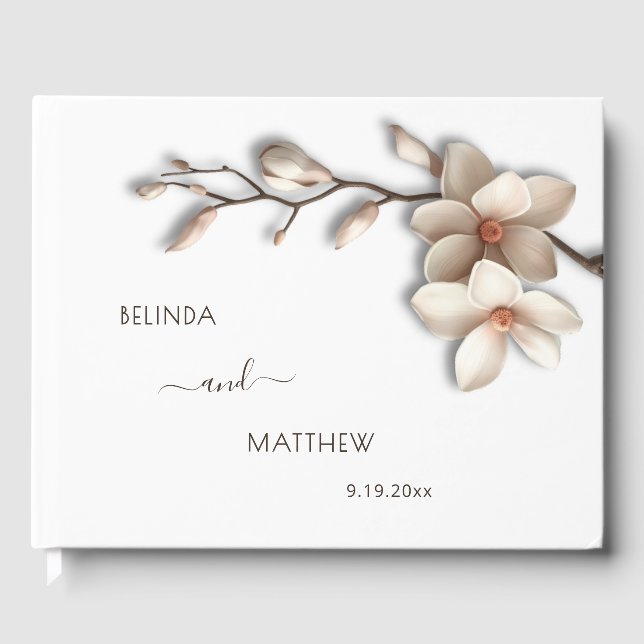 Livre D'or Fleur de Magnolia 3D | Mariage (Recto)