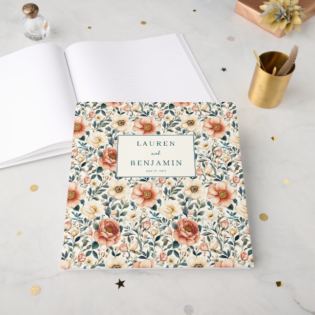 Livre D'or Fleur de Pêche Romantique (Recto ouvert)