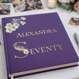 Livre D'or Fleur de prunier floral à l'aquarelle élégante 70e