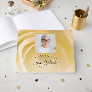 Livre D'or Fleur de rose blanche Célébration de la vie
