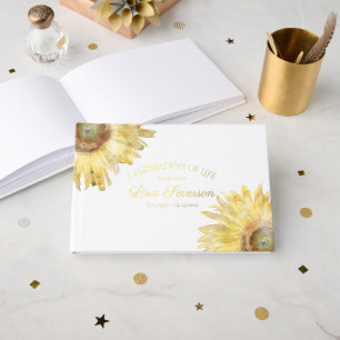 Livre D'or Fleur de soleil jaune Aquarelle Célébration de la