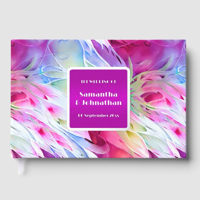 Livre D'or Fleur d'huile abstrait motif floral été mariage (Recto)