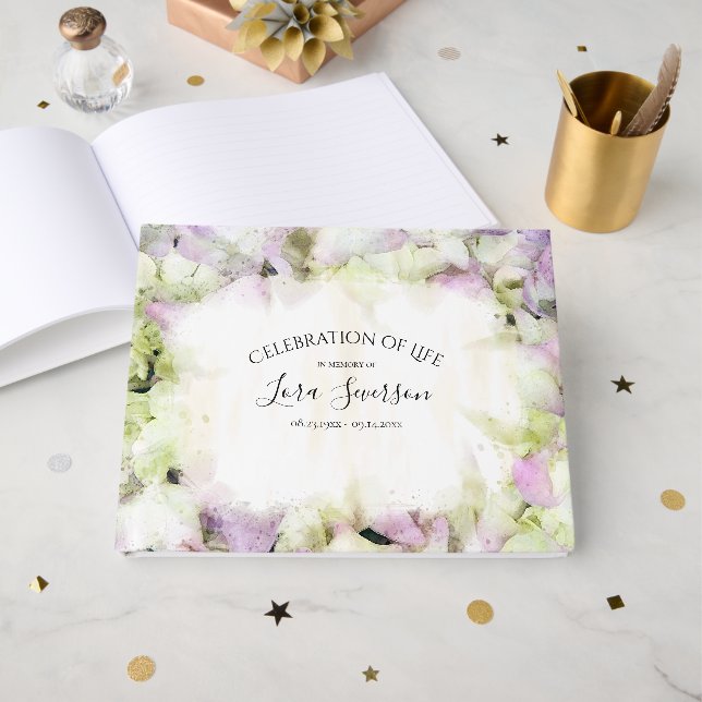 Livre D'or Fleur d'Hydrangée presque rose Fête de la vie (Recto ouvert)