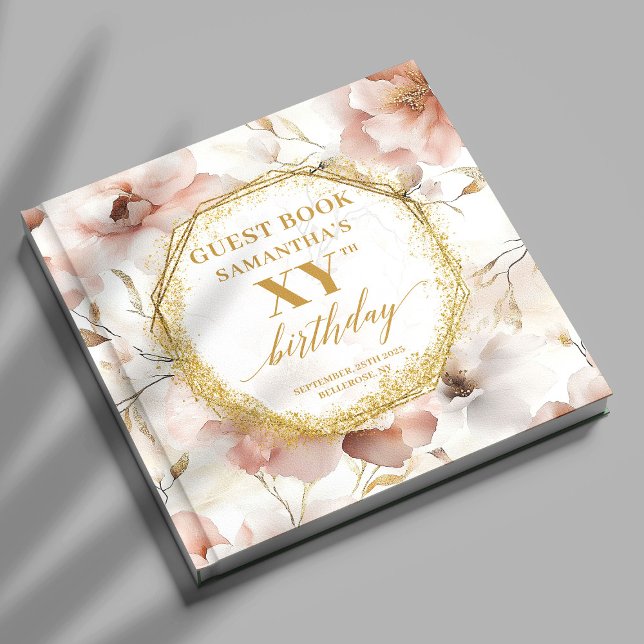 Livre D'or Fleur d'ivoire rousse du coeur tous les anniversai (Heartfelt blush ivory floral all birthdays memory Guest Book)