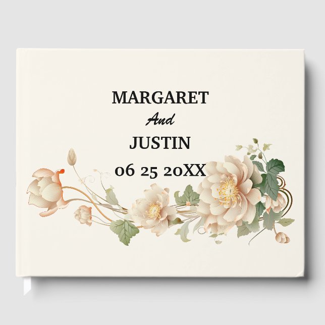 Livre D'or Fleur Lotus de Mariage Vintage (Recto)