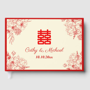 Livre D'or Fleur orientale mariage rouge