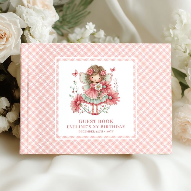 Livre d'or Fleur Rose pour les 2 ans de la Mignonn (Cute Fairy Girl 2nd Birthday Floral Pink Guestbook)