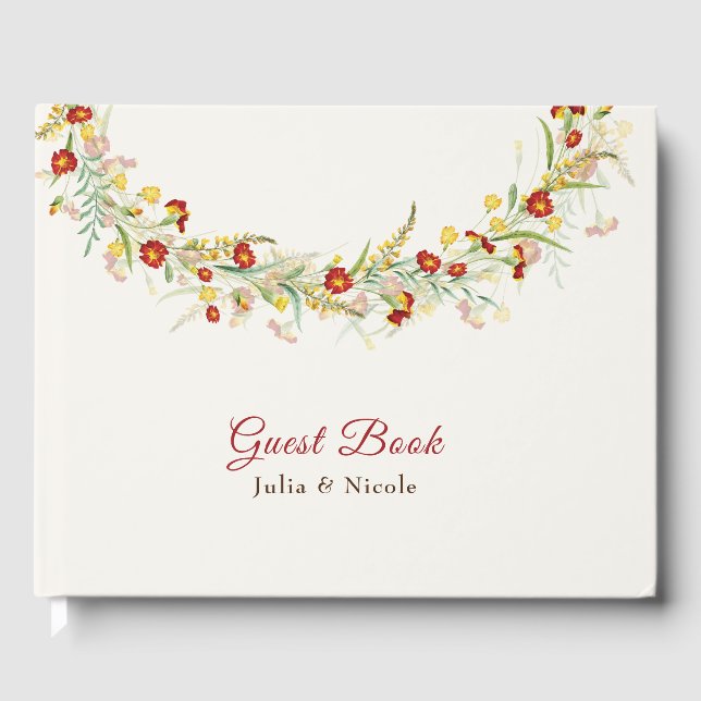 Livre D'or Fleur sauvage Jaune Marigold Mariage de feuillage (Recto)