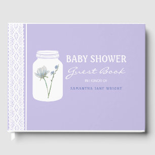 Livre D'or Fleur sauvage Mason Jar et Baby shower dentelle