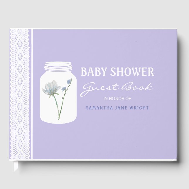Livre D'or Fleur sauvage Mason Jar et Baby shower dentelle (Recto)
