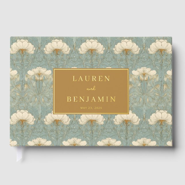 Livre D'or Fleur teinte sarcelle élégante (Recto)
