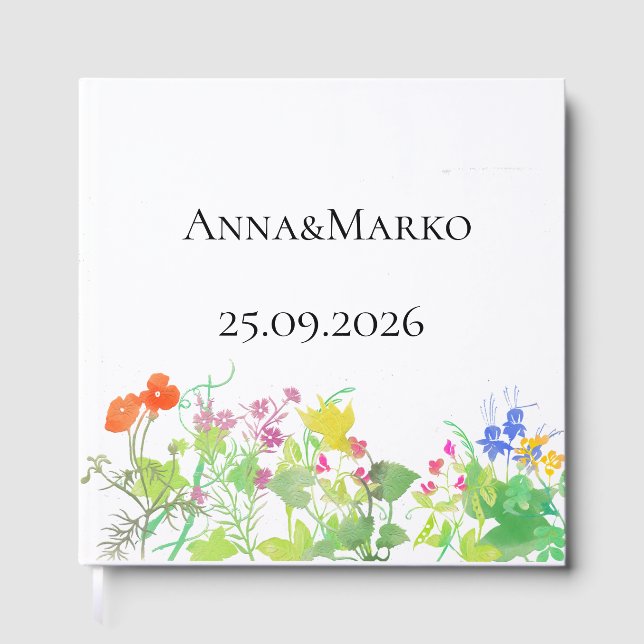 Livre D'or Fleurs à l'aquarelle  (Recto)